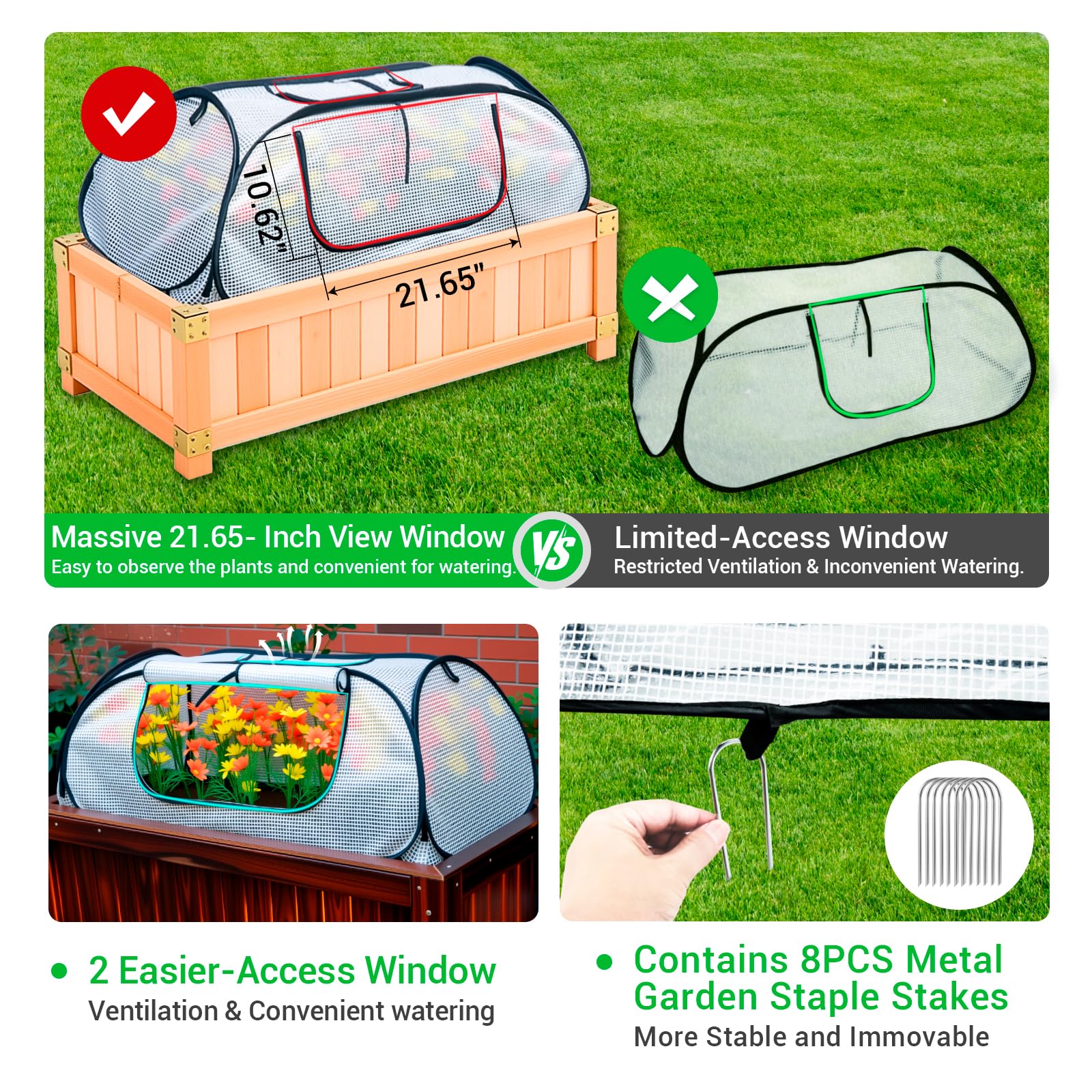 Hugbow zippered opening provides easy access to the bed for watering and care.
