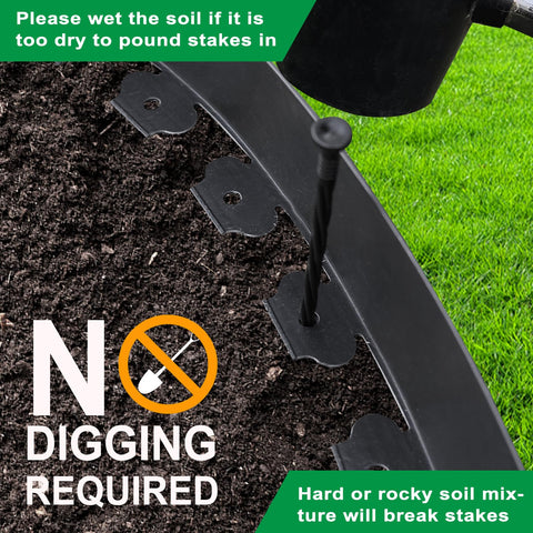 Hugeleaf edging spikes 48pcs 7.67in tall for secure soil installation.