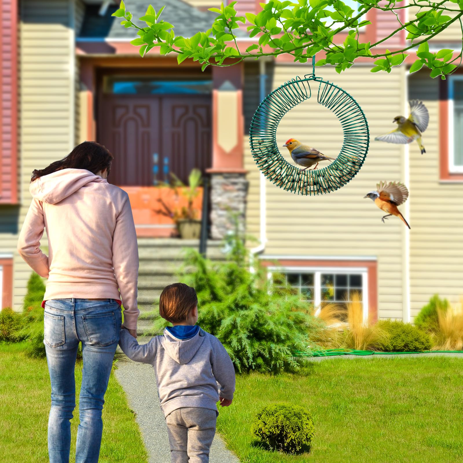 HugeLeaf end hooks enable easy hanging from trees, porches, or fences