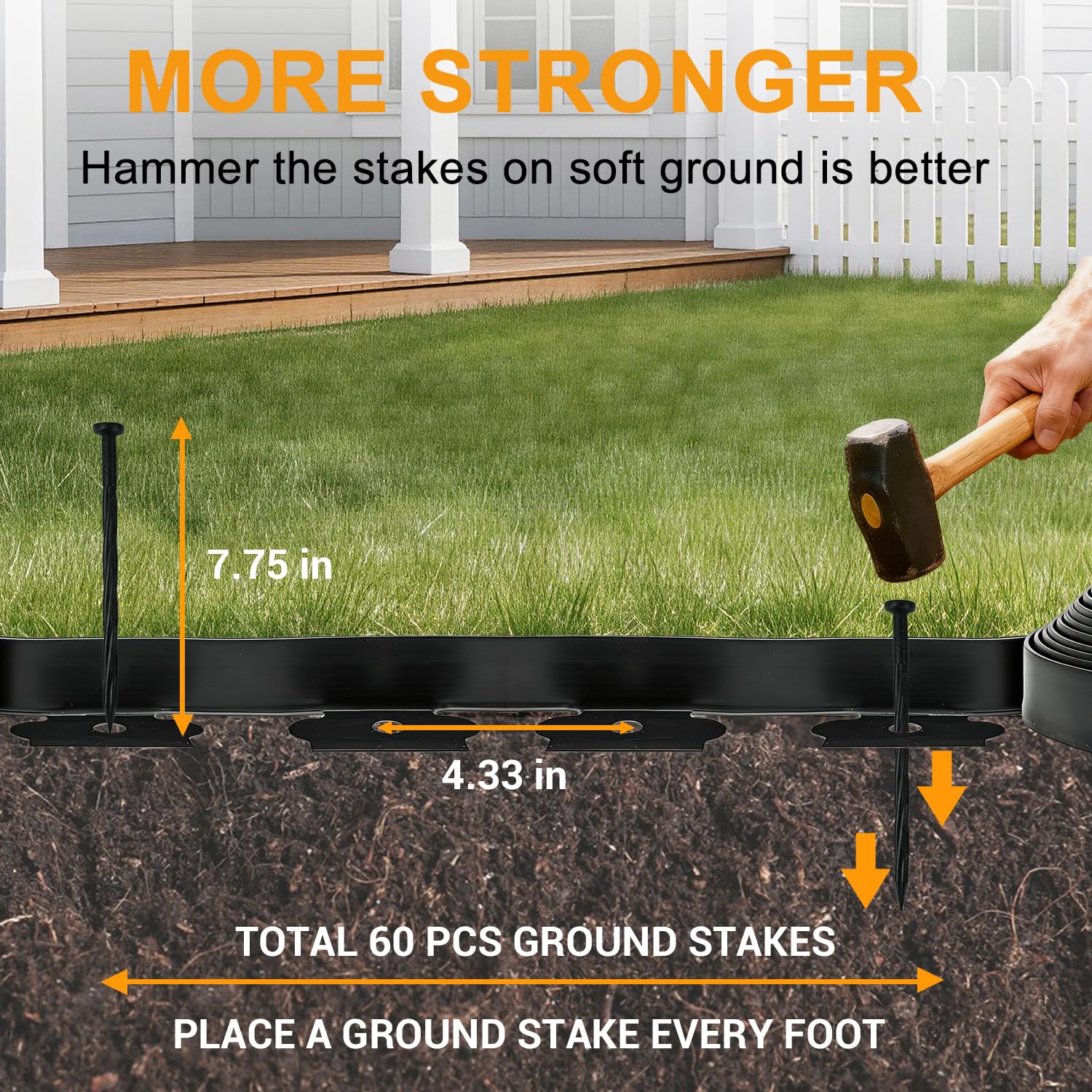 Hugeleaf plastic edging with no-dig installation ready for simple assembly.