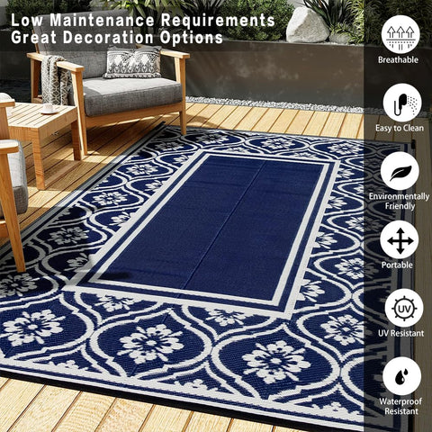 HUGEAR rug laid out on an RV deck for travel convenience