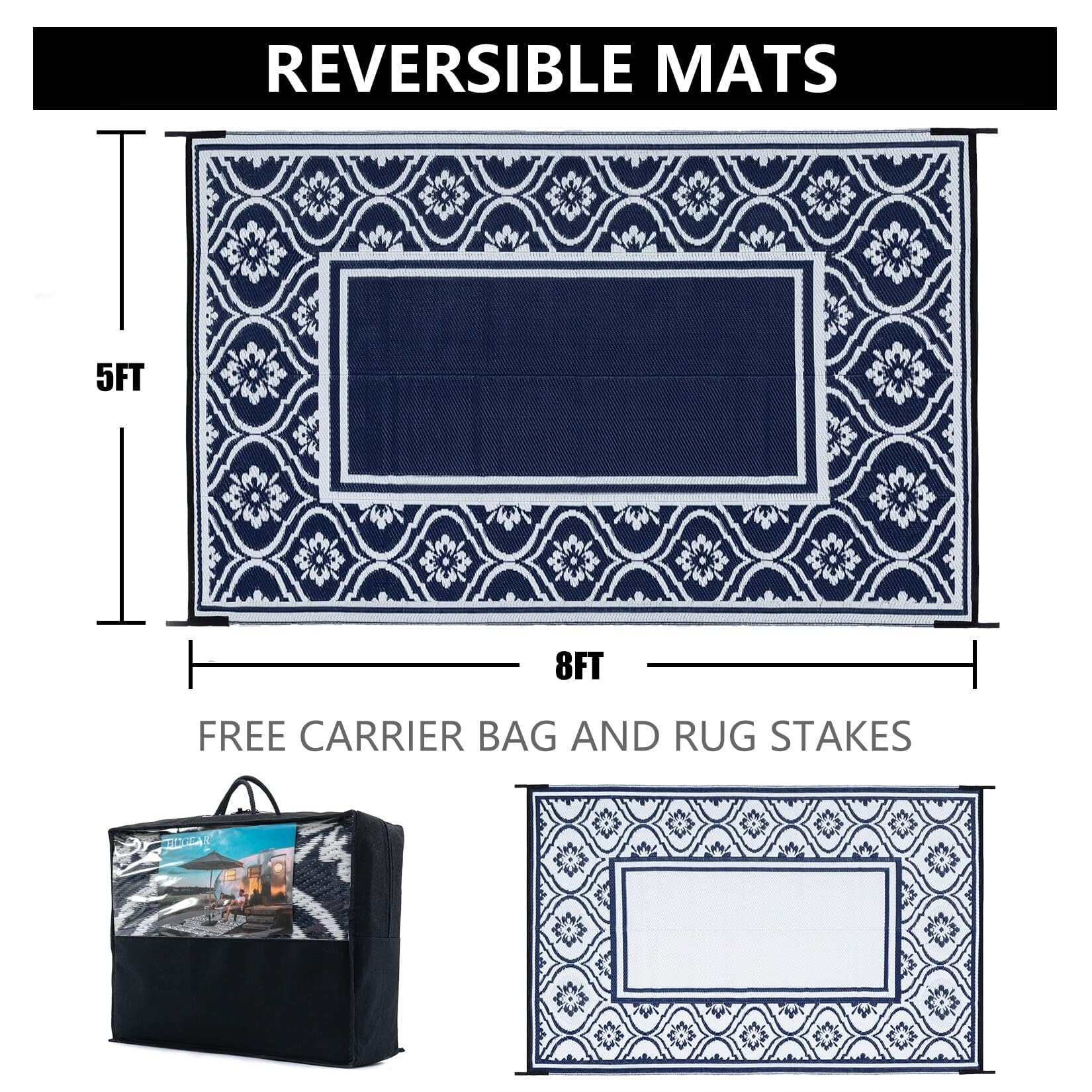 HUGEAR waterproof outdoor rug ready for cleaning after rain or splashes