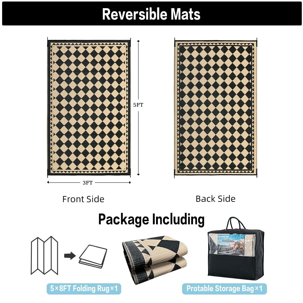 HUGEAR reversible rug with dual colors hides dirt efficiently.