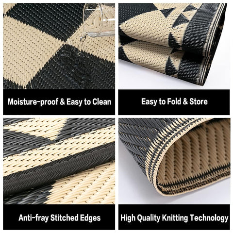 HUGEAR rug setup for patio and entryway with carry bag nearby.