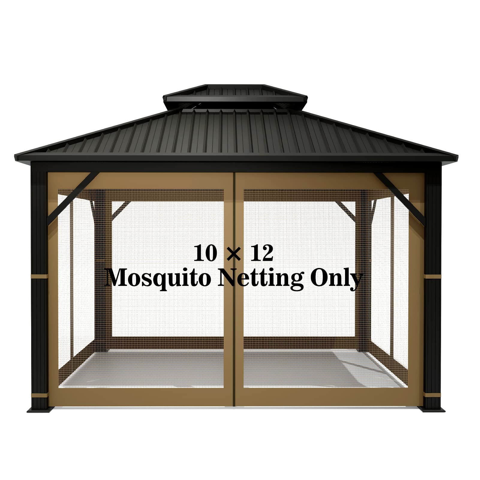 Hugline Gazebo Netting 10x12 khaki provides durable outdoor insect protection.