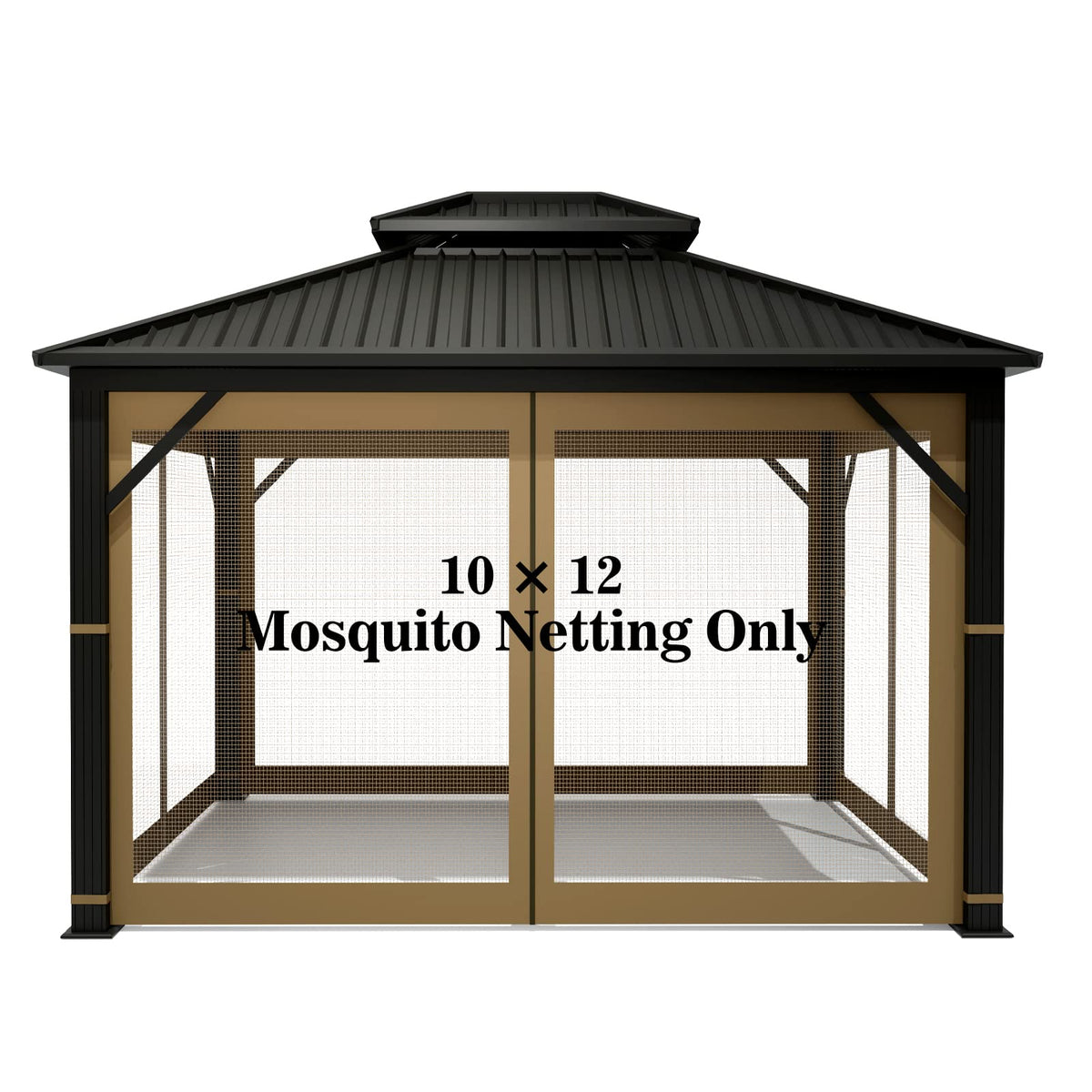 Hugline Gazebo Netting 10x12 khaki provides durable outdoor insect protection.