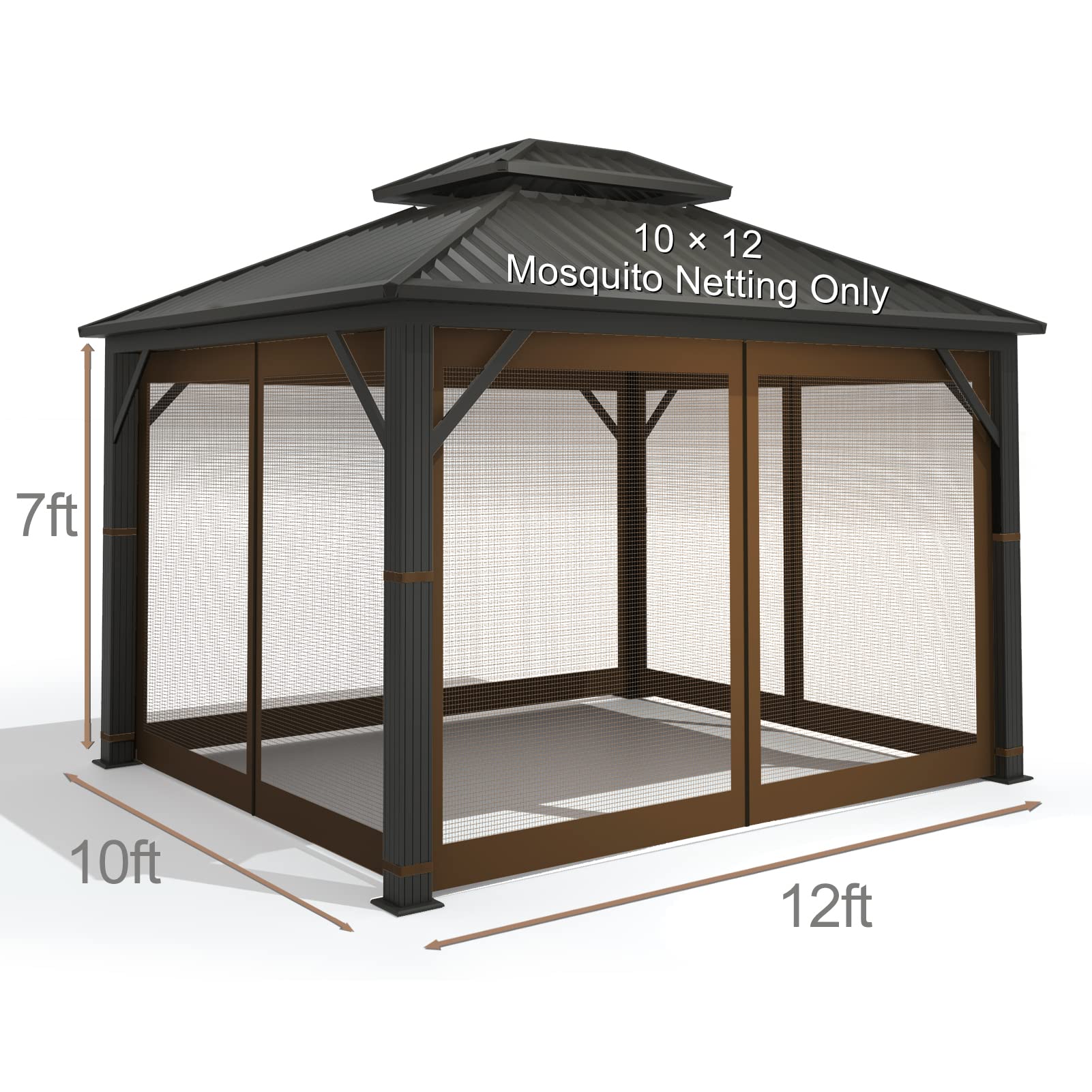 Hugline gazebo netting four-panel zipper view for easy access.