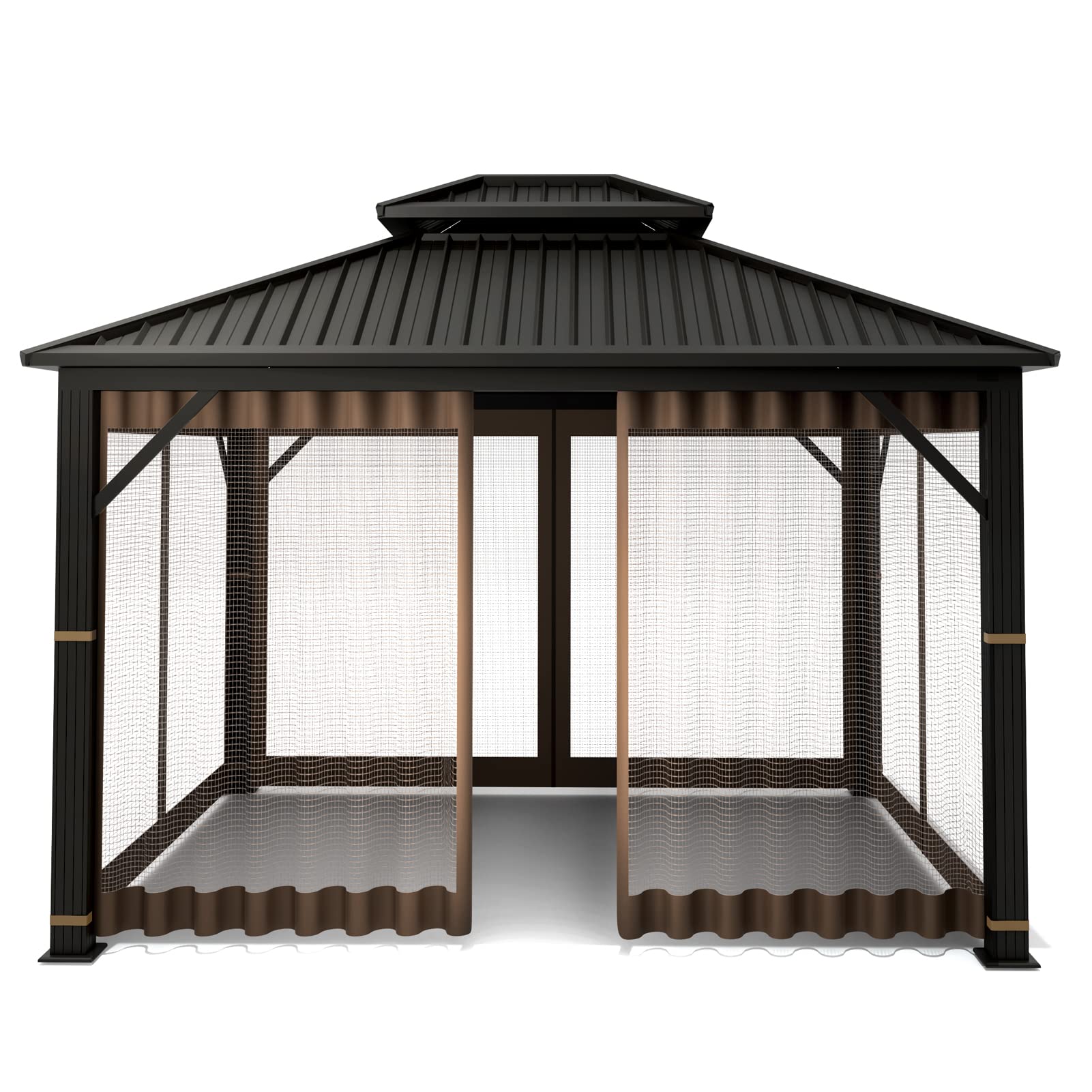 Hugline netting hooks and attachment detail for secure gazebo setup.
