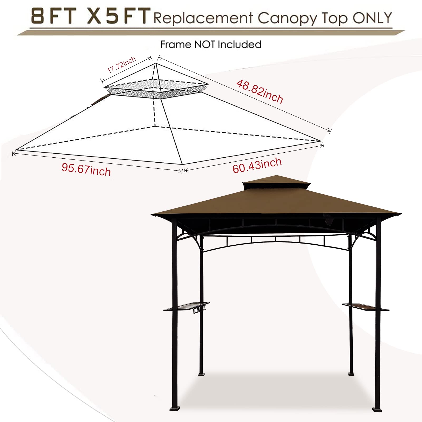 Hugline grill gazebo canopy double-tier top detail enhances ventilation and stability