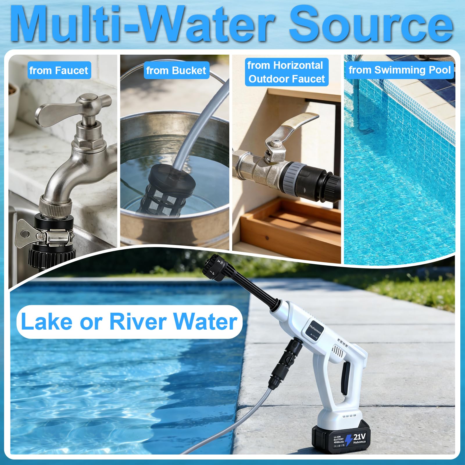 Huhomco quick-connect hose keeps setup fast and neat on any site.