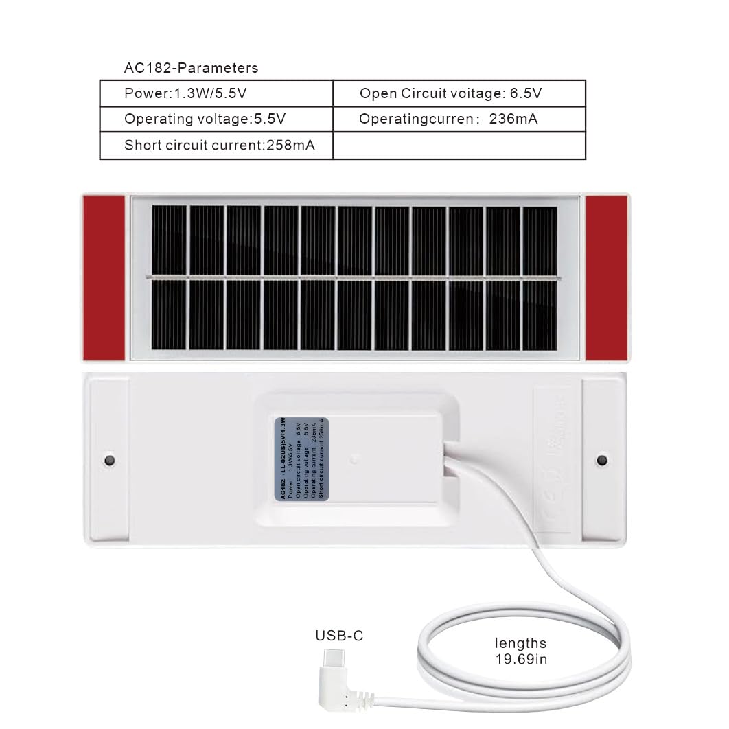 Huhua solar panel on a window providing 13W charging for smart blinds