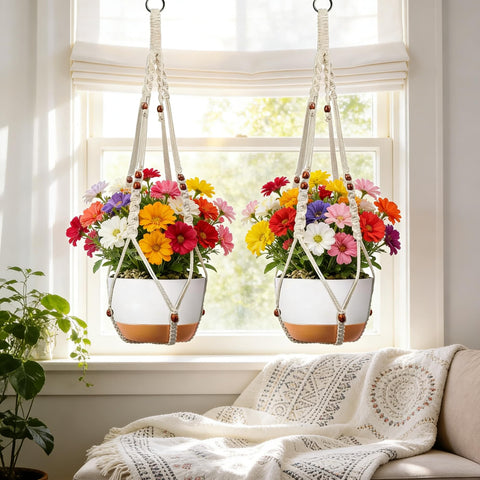 HUIHONGHOME sturdy natural cotton supports 5–10 pot arrangements.