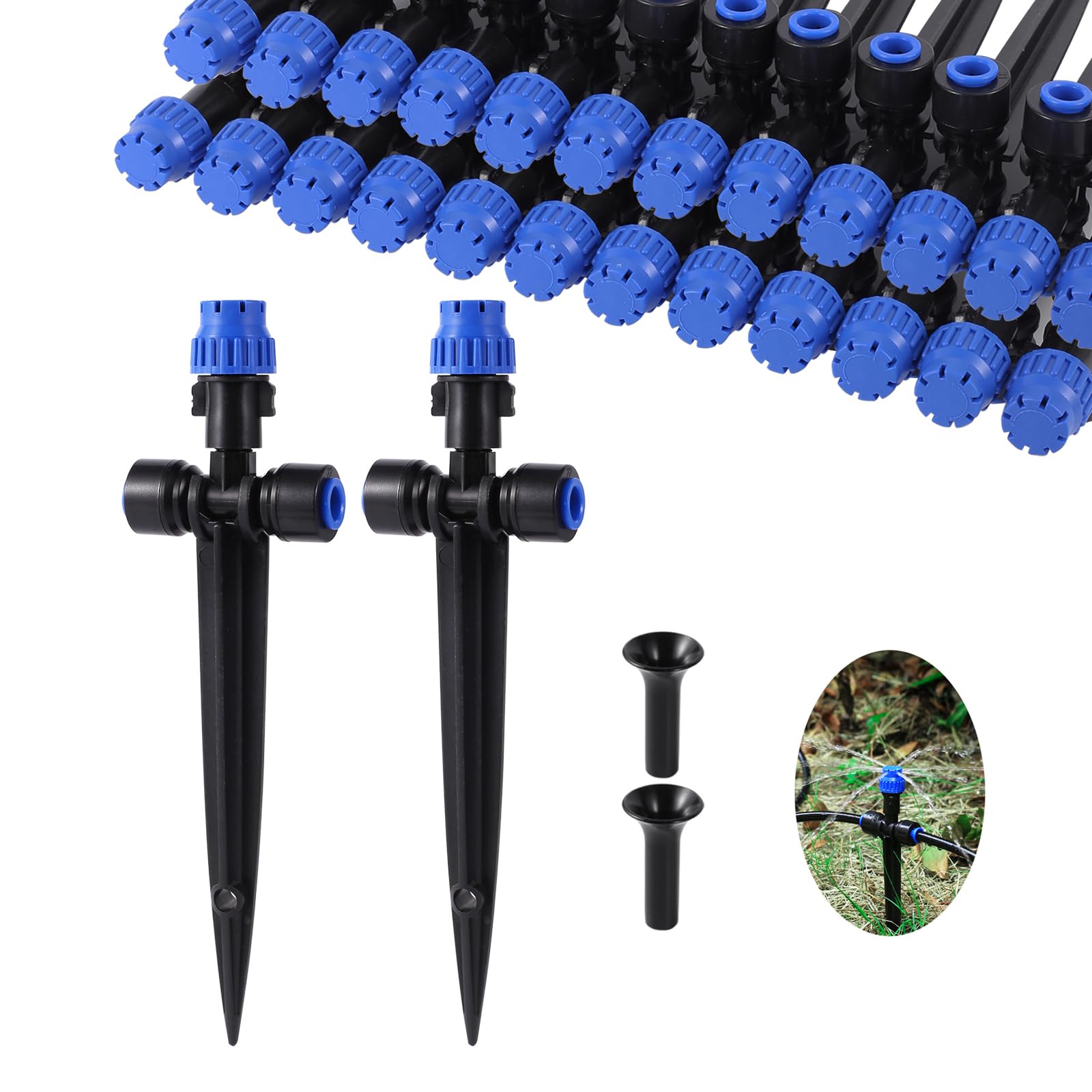 HUISUYTON drip emitter with adjustable 360-degree flow for precise garden watering