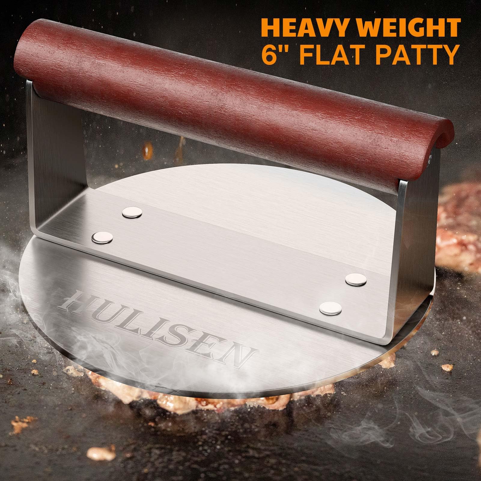 HULISEN bacon press crisps bacon quickly to a perfect sizzle.