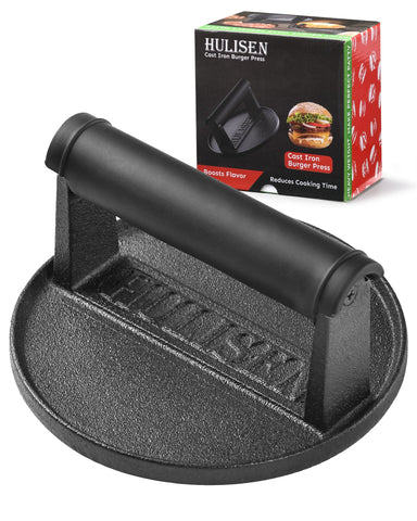 HULISEN 6-inch burger press with ergonomic handle for even patty formation.