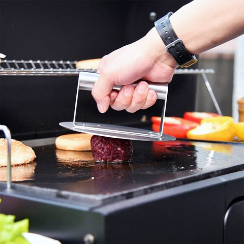 HULISEN burger press handle detail with laser welded connection for durability