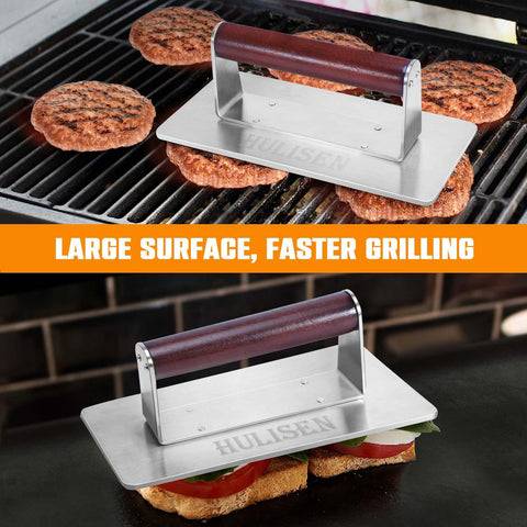 HULISEN burger press cooks two burgers at once for faster meals