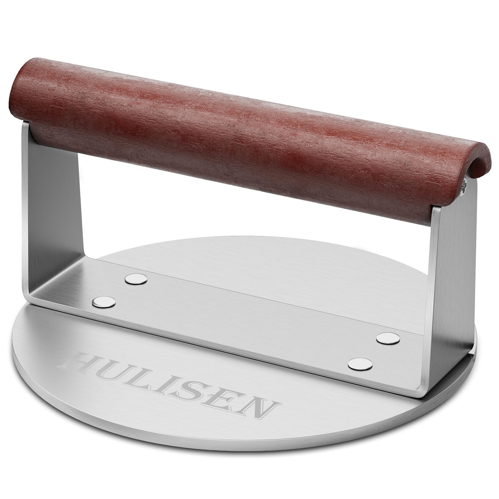 HULISEN burger smasher with stainless-steel press for even patties.