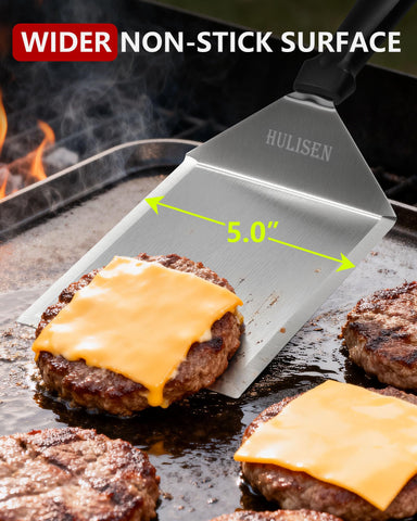 HULISEN griddle-accessory spatula is ideal for flat tops and cast iron cooking.