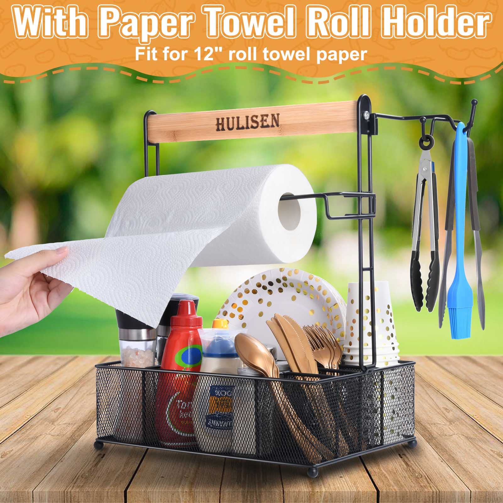 HULISEN Grill Caddy's metal mesh construction lets crumbs fall away for quick cleanup.