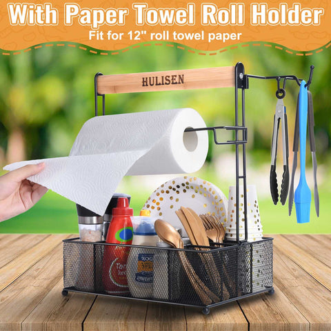 HULISEN Grill Caddy's metal mesh construction lets crumbs fall away for quick cleanup.