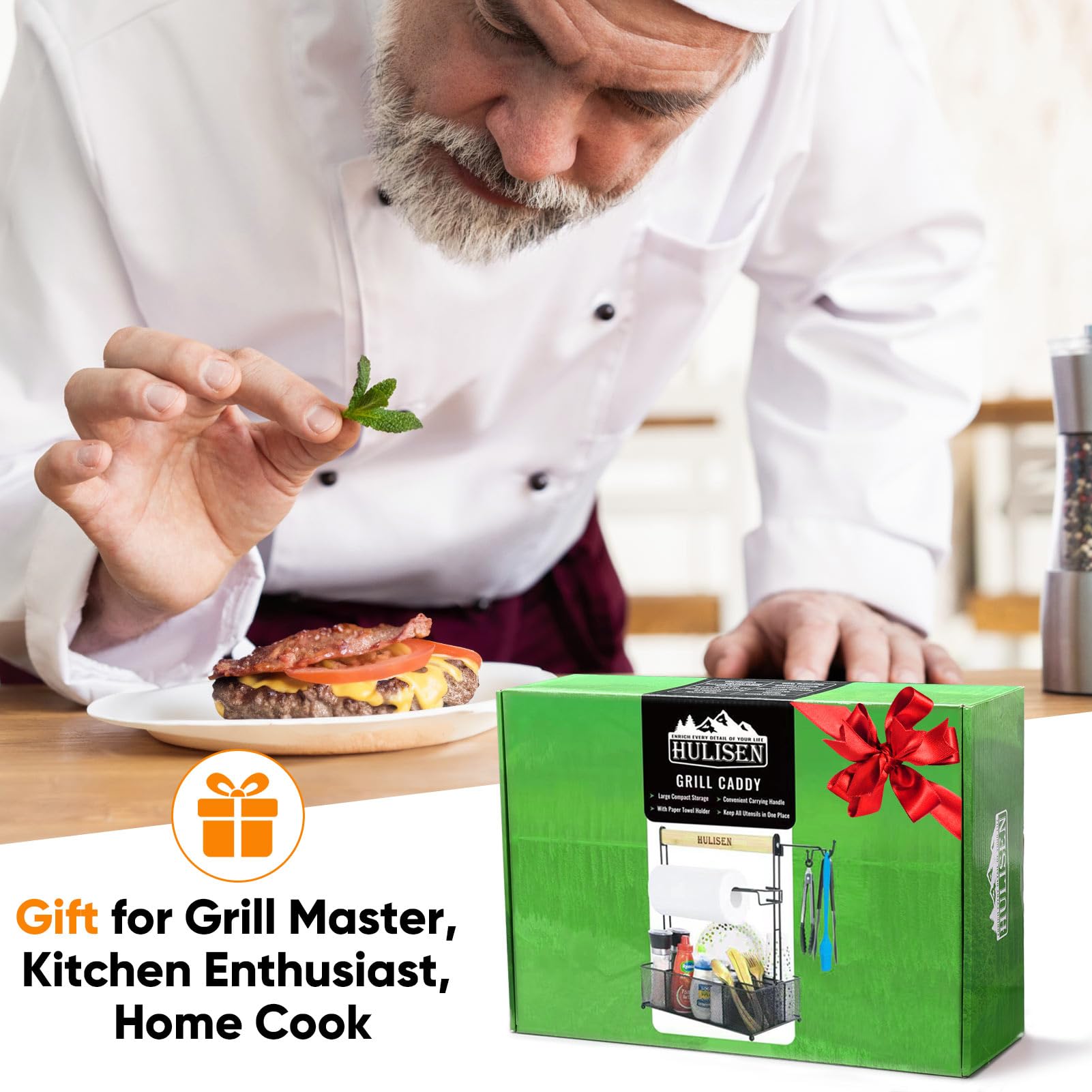 HULISEN multipurpose grill caddy supports camping, tailgating, and backyard meals.