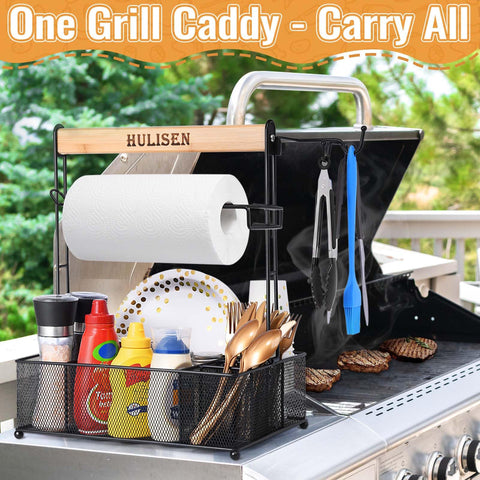 HULISEN Grill Caddy paper towel holder keeps towels within reach during cooking.