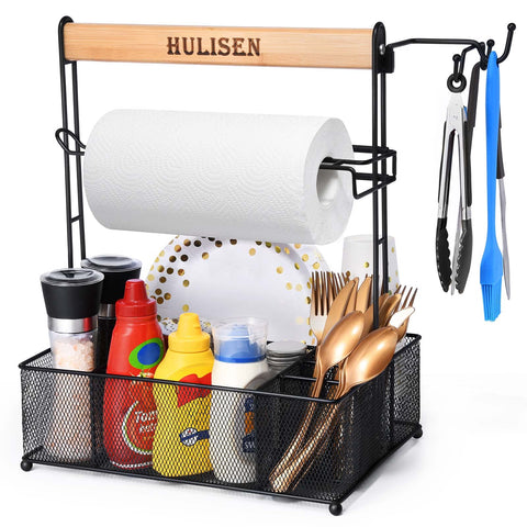 HULISEN Grill Caddy with seven-compartment base for organized grilling gear.