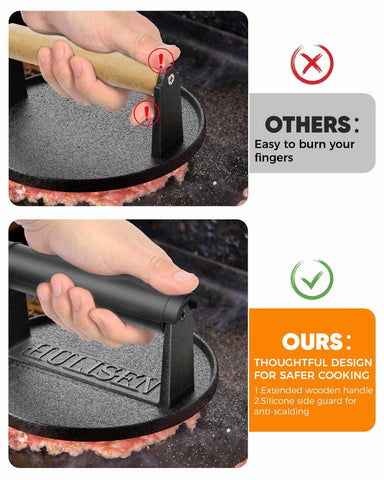 Heat-resistant handle ensures safe, comfortable pressing with HULISEN.