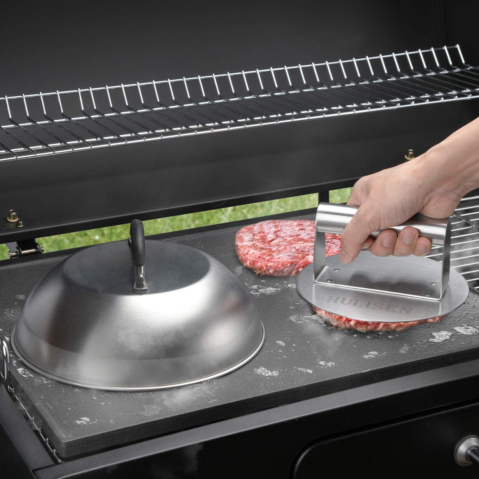 HULISEN heat-resistant silicone handle provides secure grip during cooking