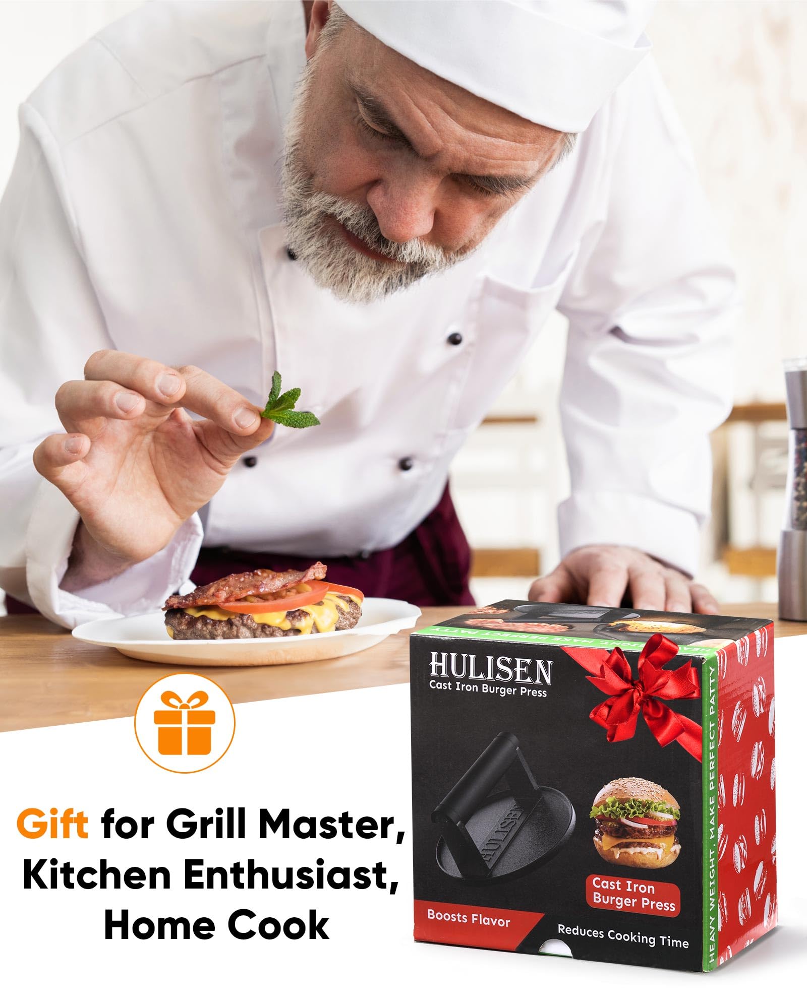 HULISEN kitchen and outdoor grilling tool for efficient searing.