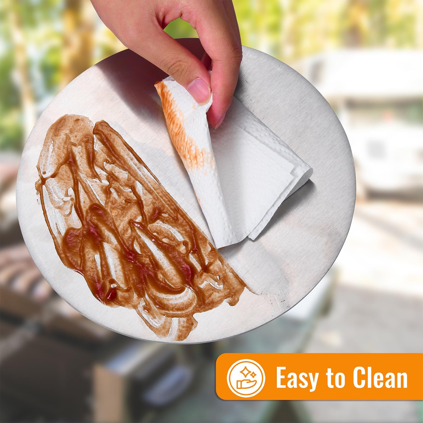 HULISEN press helps press out grease for leaner, faster cooking.