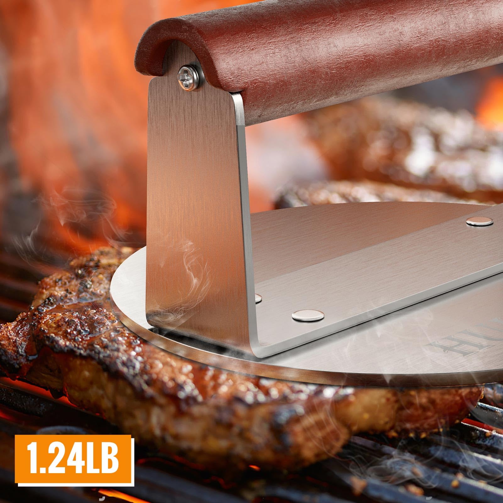 HULISEN stainless-steel griddle press is easy to clean after use.