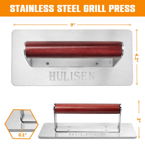 HULISEN stainless-steel press with nonstick surface eases cleanup