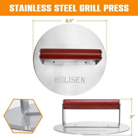 HULISEN versatile cooking aid suits burgers, panini, steaks, and bacon.