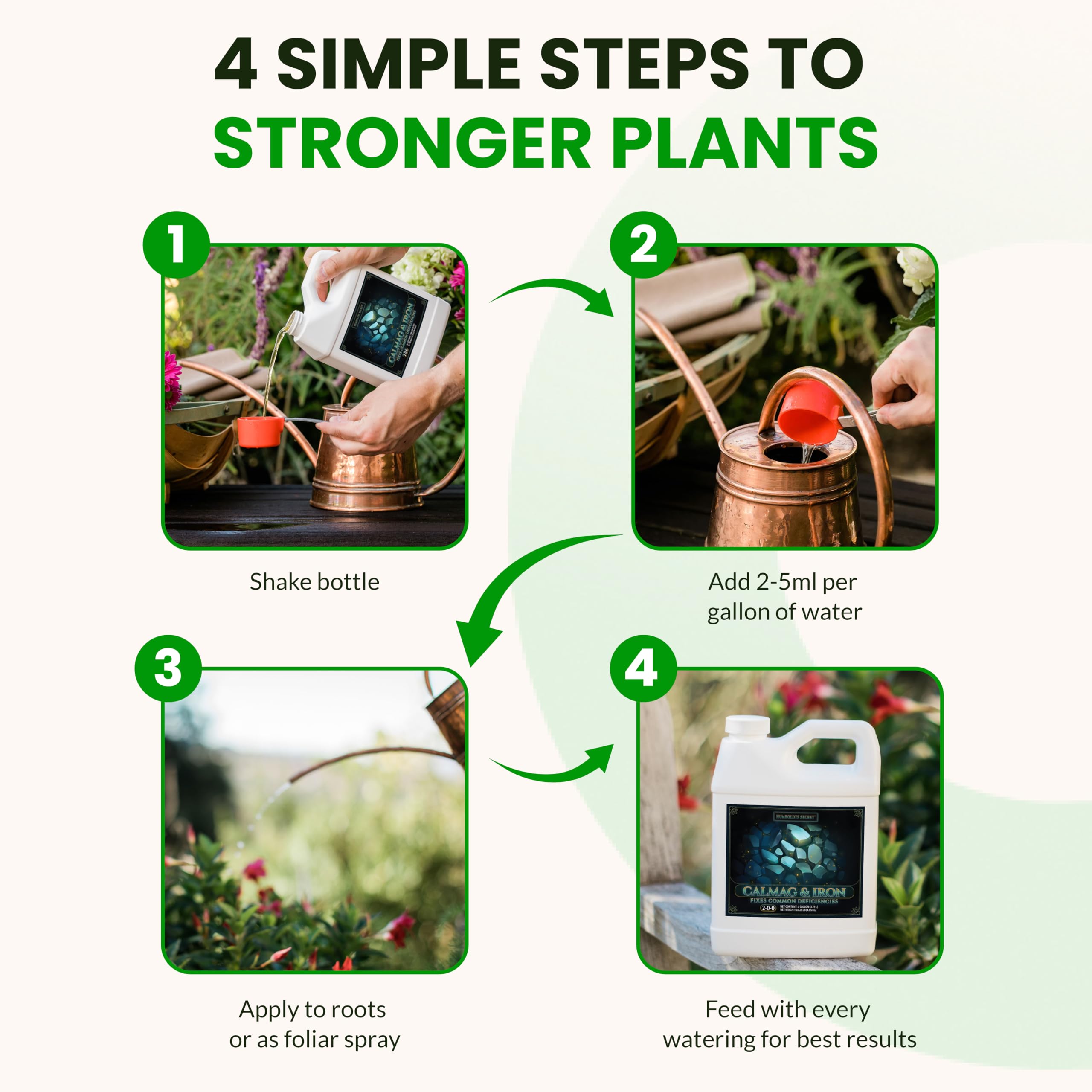 Flowering plants with Humboldts Secret CalMag Iron for bloom support