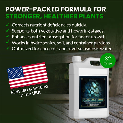 Humboldts Secret CalMag Iron plant growth with strong stems and vibrant leaves.