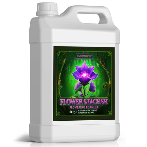 Humboldts Secret Flower Stacker bottle close-up for fuller blooms