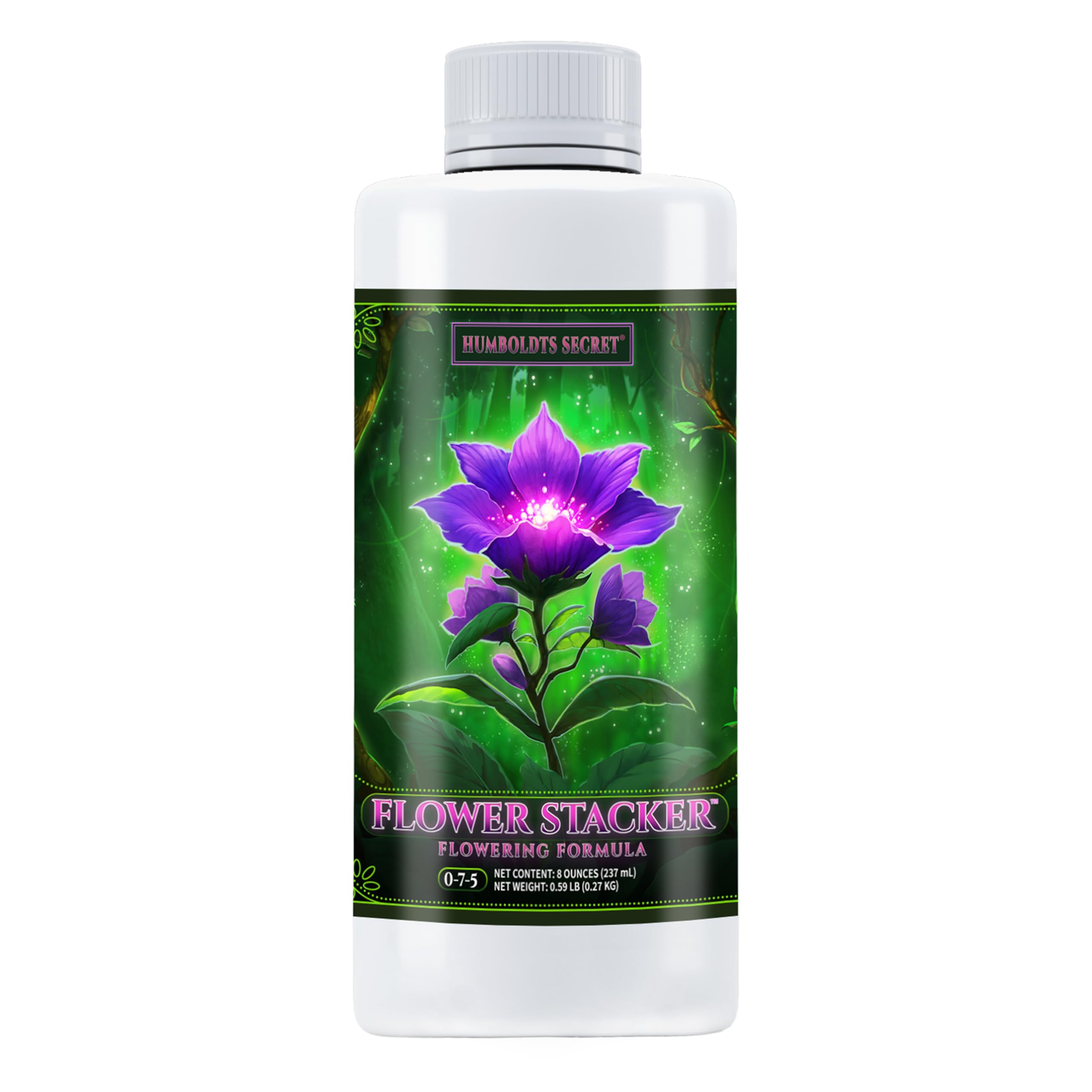 Humboldts Secret Flower Stacker bottle boosts dense blooms and aroma