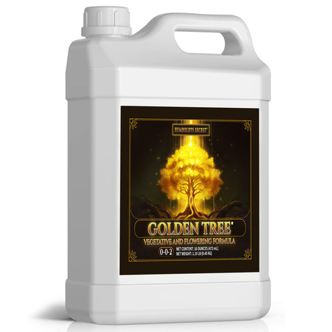 Humboldts Secret Golden Tree bottle poured for indoor plants