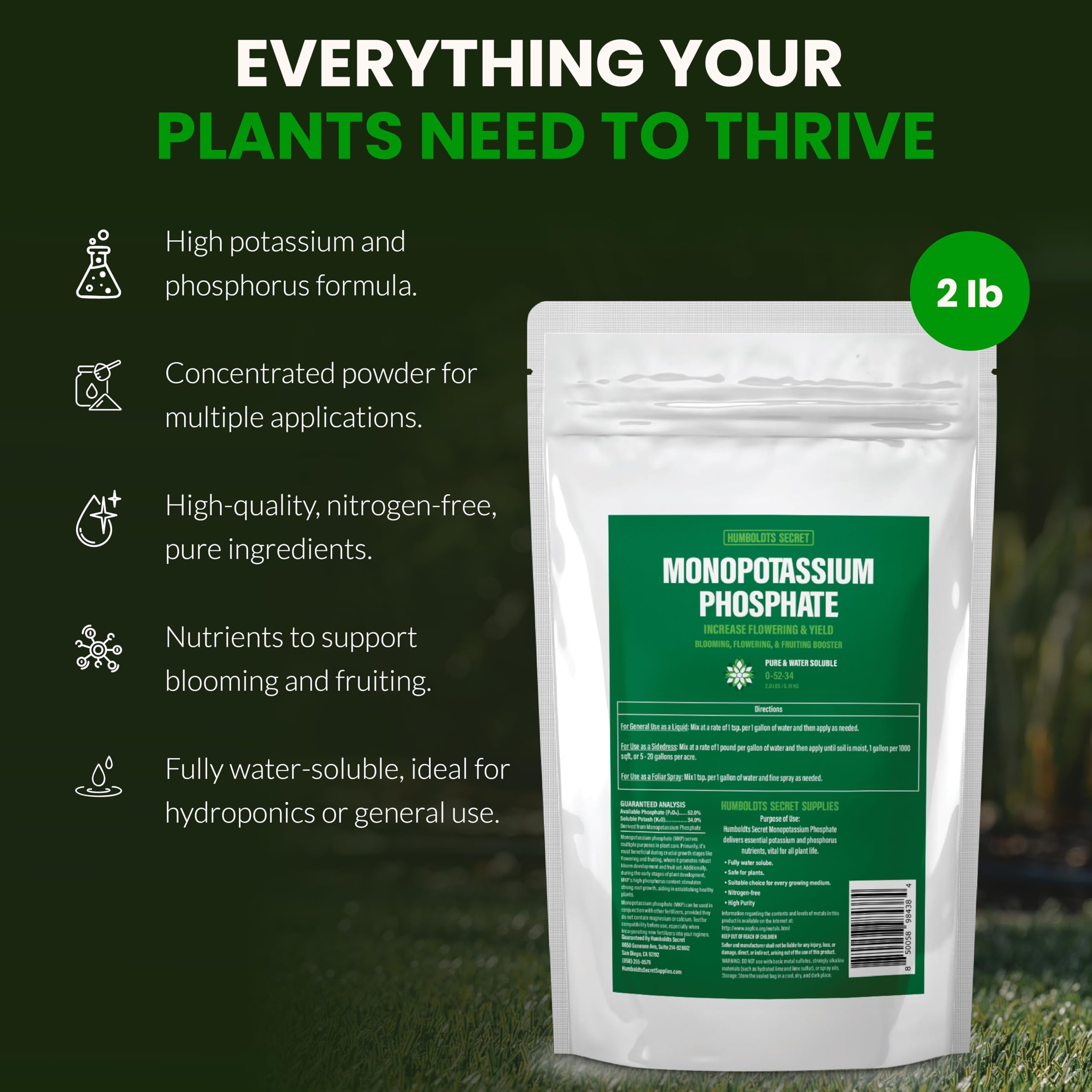 Humboldts Secret MKP robust stem-root strength supports healthy growth.