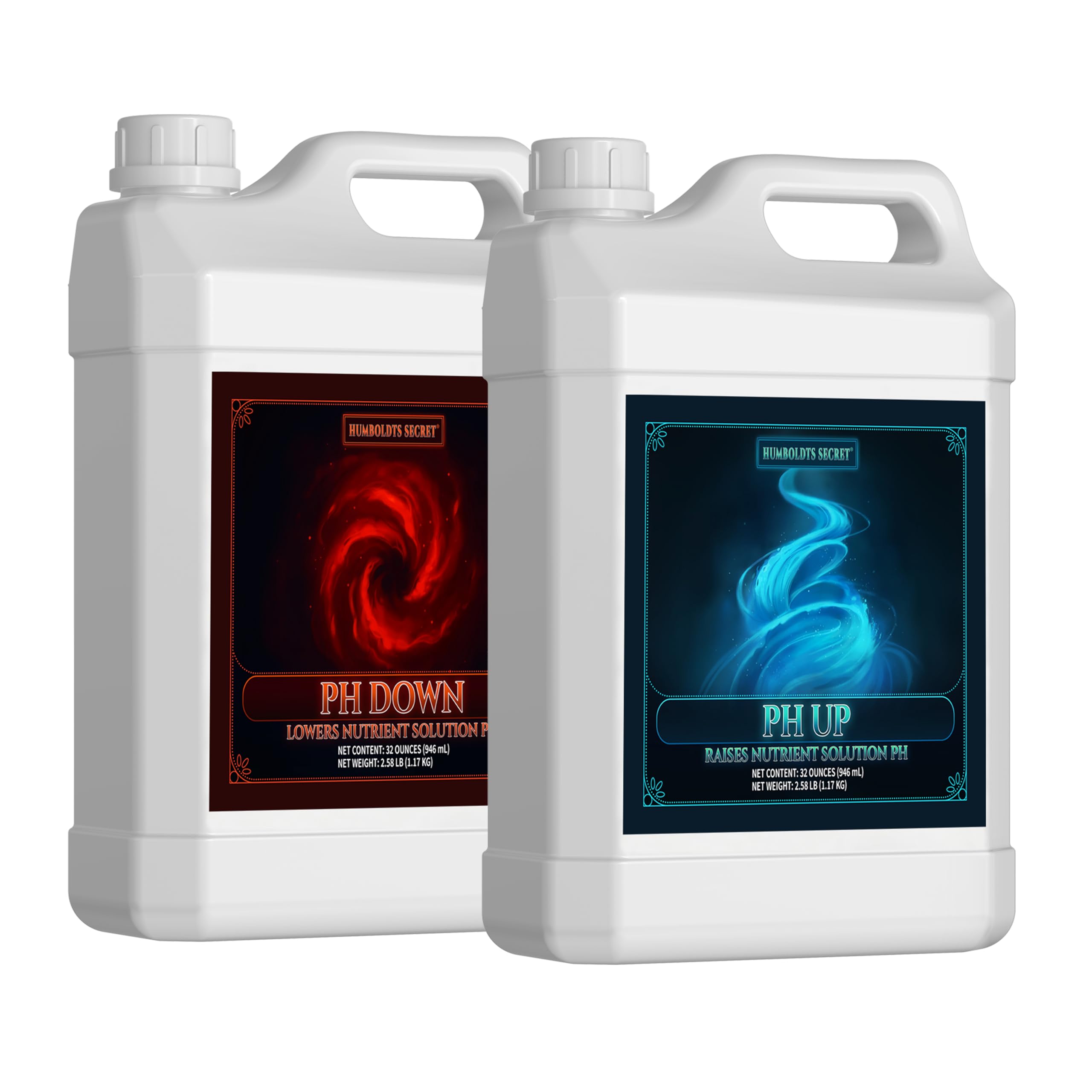 Humboldts Secret pH Up Down Kit bottle for precise pH adjustments in soil and hydroponics.