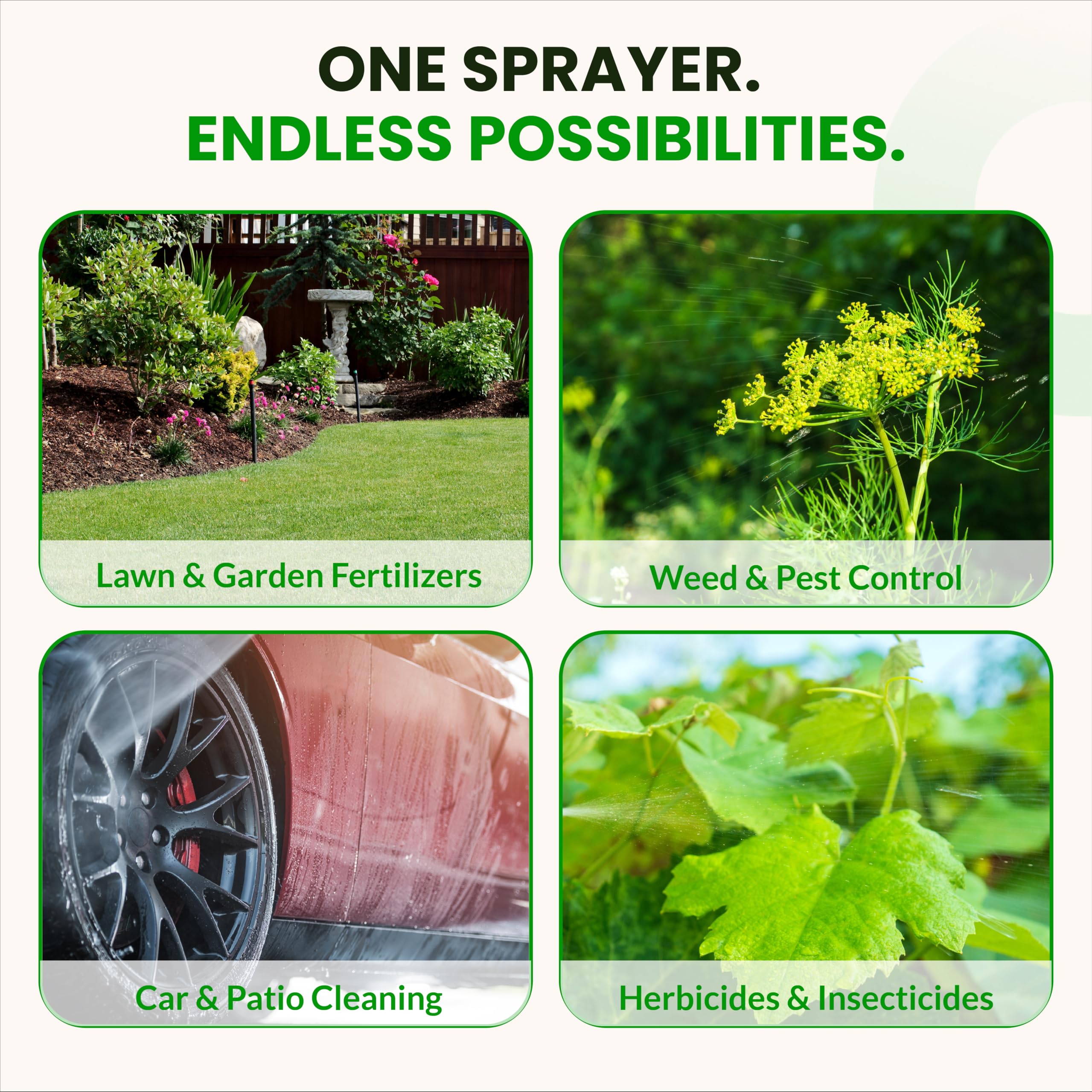 Humboldts Secret wide spray pattern for broad coverage in garden beds.