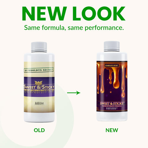 Humboldts Secret Sweet & Sticky label closeup highlighting premium formula