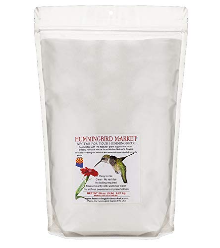 Hummingbird Market nectar powder 5lb container attracts and nourishes hummingbirds