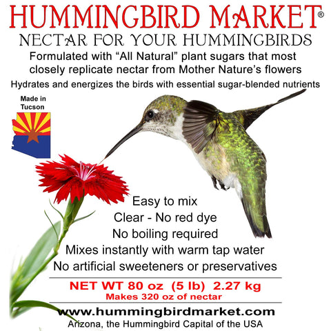 Hummingbird Market nectar powder dissolves quickly for rapid feeder prep