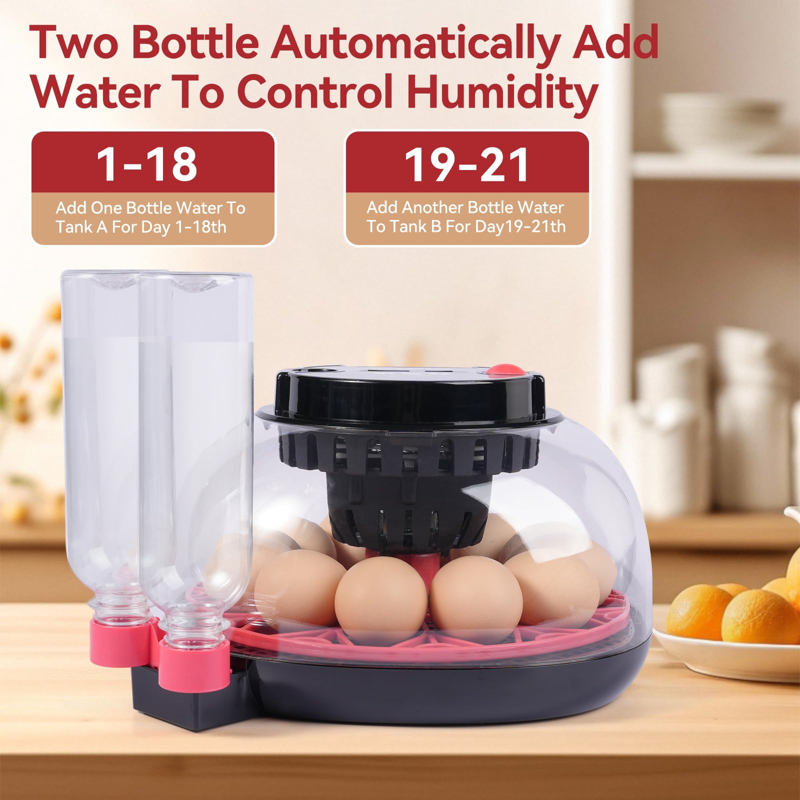 Humorrap external water bottle allows top-ups without opening the lid.