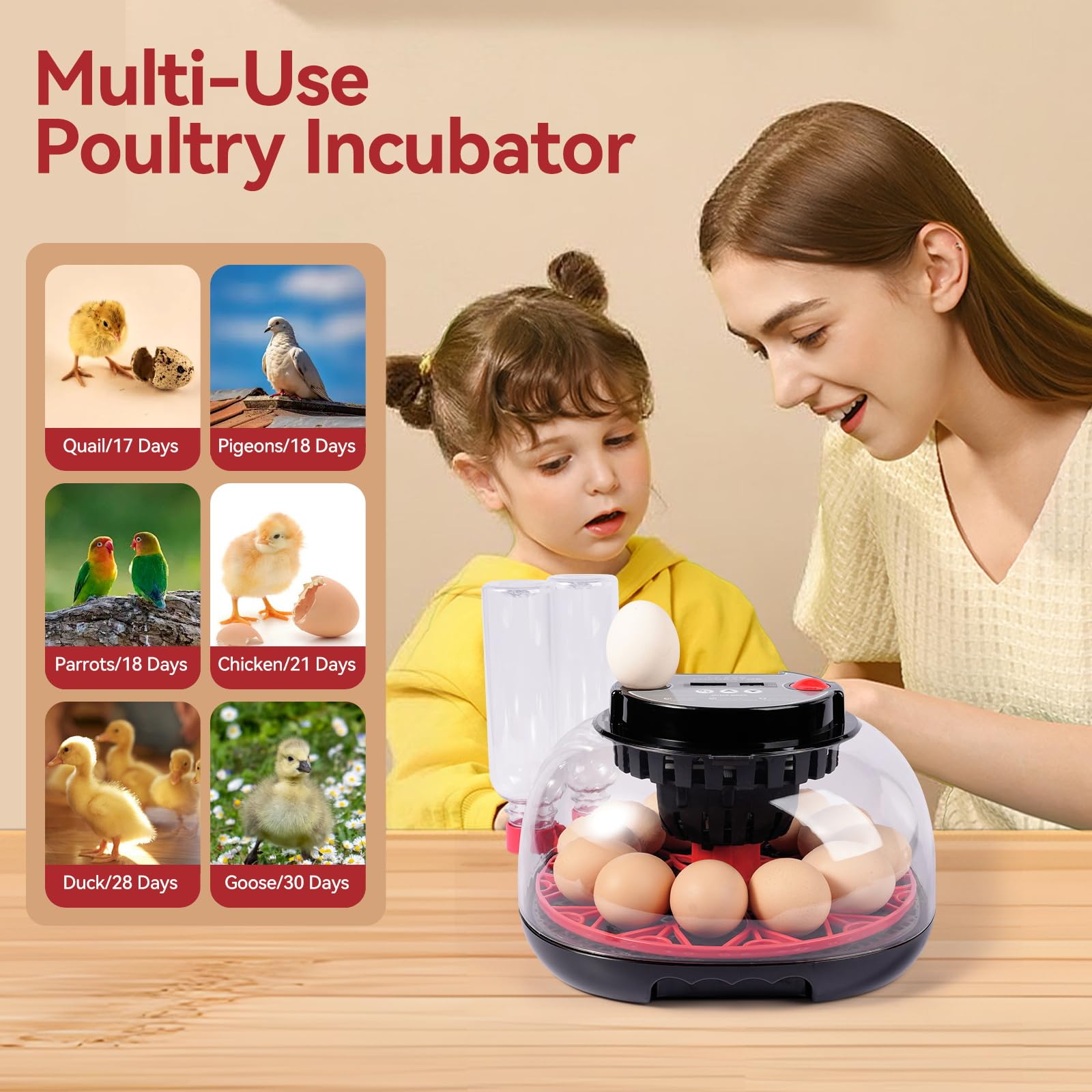 Humorrap versatile hatch capacity for chicken, duck, goose and more.