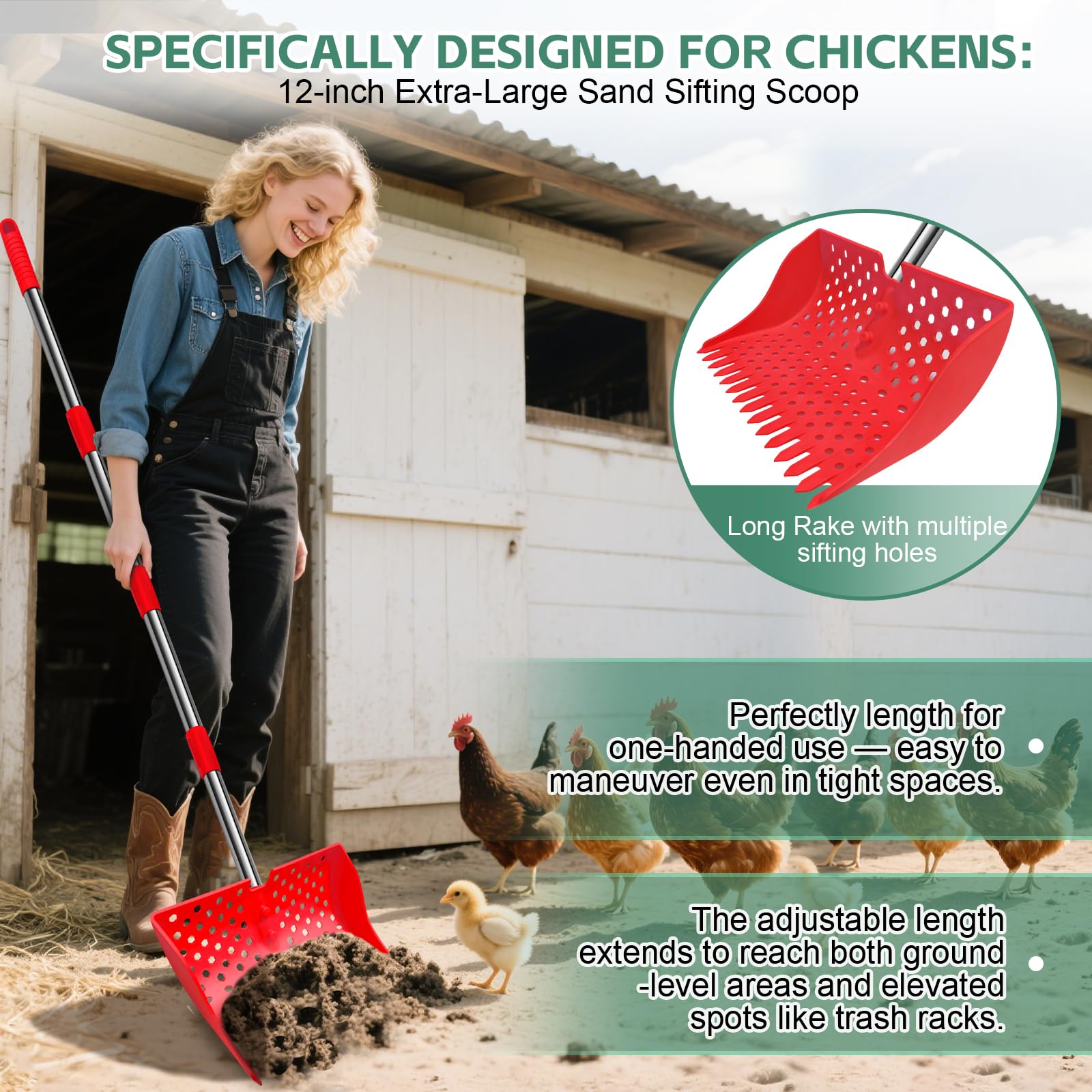 HUMVMV three-shape sifting holes separate waste from bedding.