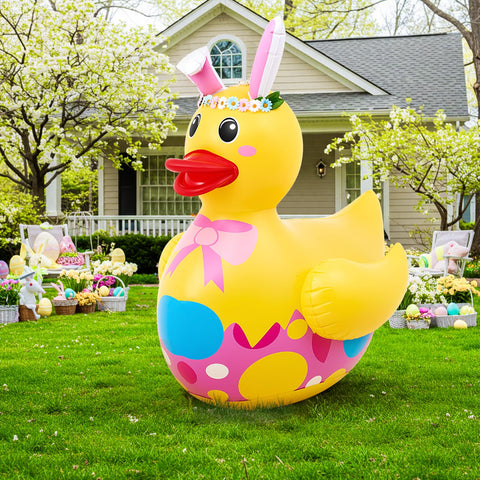 Hungdao giant Easter duck with bunny ears for eye-catching outdoor yard display.